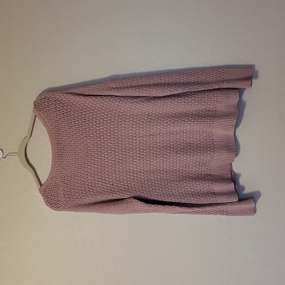 American Eagle Outfitters Dusty Mauve Pullover Sweater Side Slits V Neck Size M - Picture 8 of 10